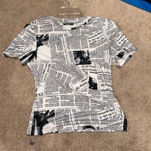 Newspaper graphic tight tee